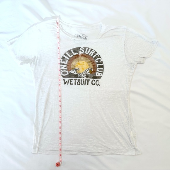 Y2K O'Neill Sheer Graphic Logo Tee - White/Brown - XL - Picture 9 of 10
